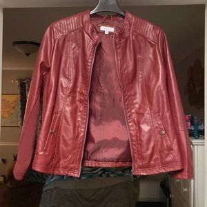 Faux leather red jacket